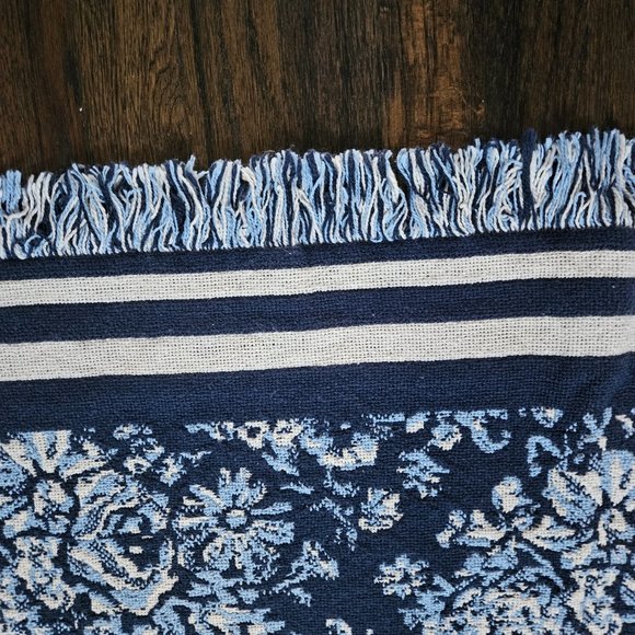 NEW RUG BARN CHRISTINA BLUE COMBO NAVY, MEDIUM BLUE, AND CREAM THROW/ BLANKET - Picture 6 of 11